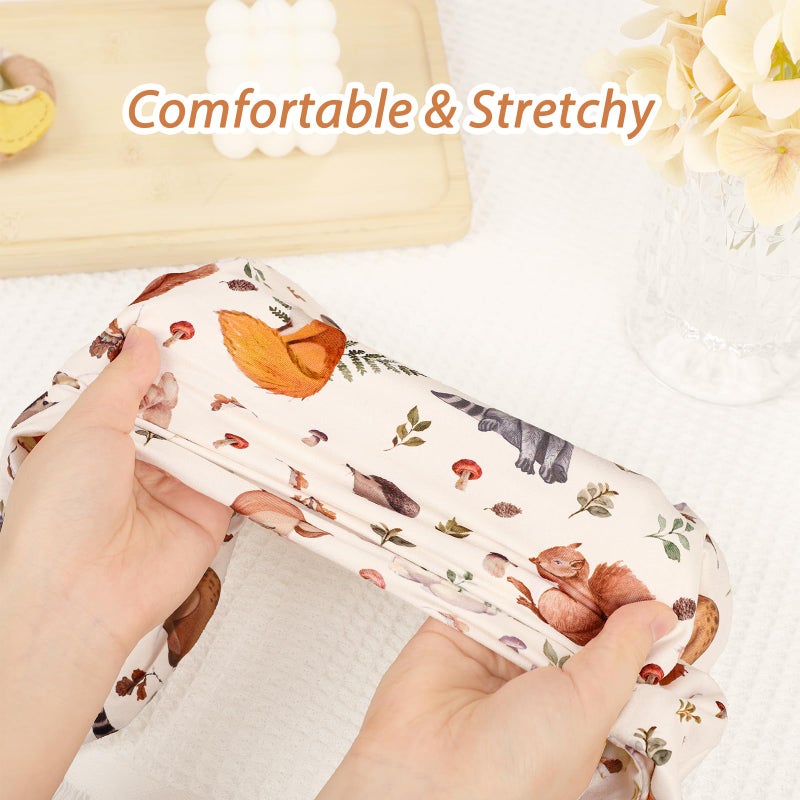 Jundetye Nursing Pillow Cover for Baby Boy and Girl, Ultra Soft Comfortable Stretchy Removable Slipcover for Newborn Breastfeeding Pillows, Woodland Animals - Image 2